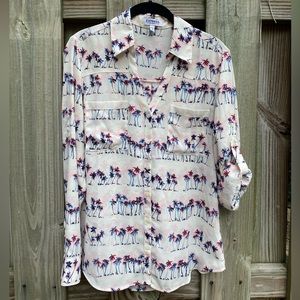 Pink palm crepe button down, by Express (size MD)